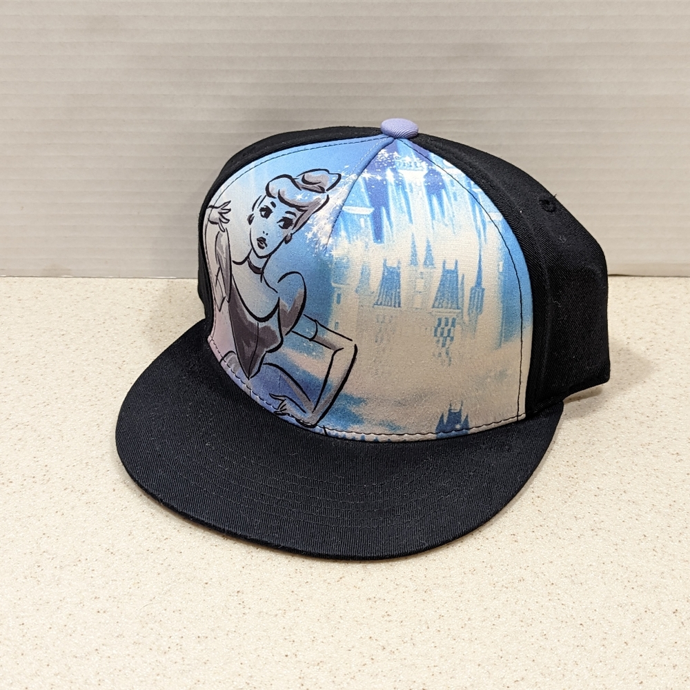 New Women's Disney Princess Cinderella Snap Back Hat black and blue